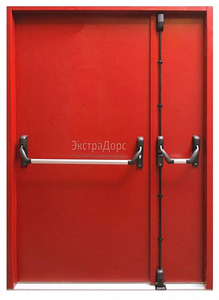 Противопожарная дверь EI 60 дымогазонепроницаемая красная с антипаникой в Реутове  купить