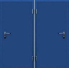Огнеупорная дверь в квартиру с порошковым напылением синяя