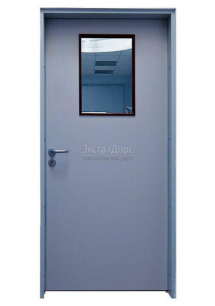 Дверь противопожарная металлическая однопольная EI 30 газодымонепроницаемая со стеклом в Реутове  купить